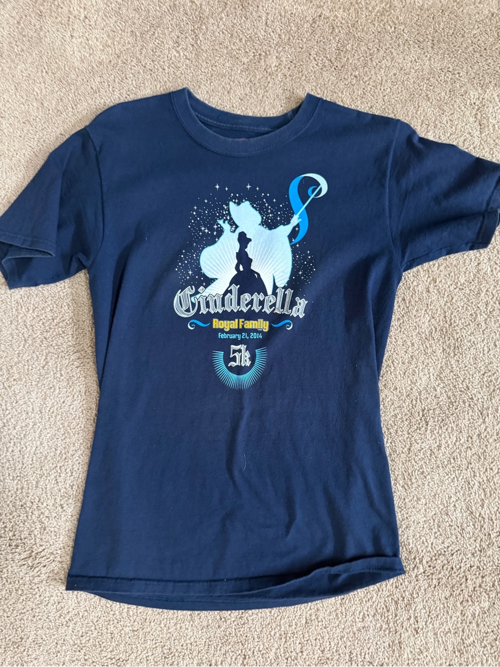 Cinderella Royal Family 5K 2014 Run Disney Navy Graphic T-Shirt Size S